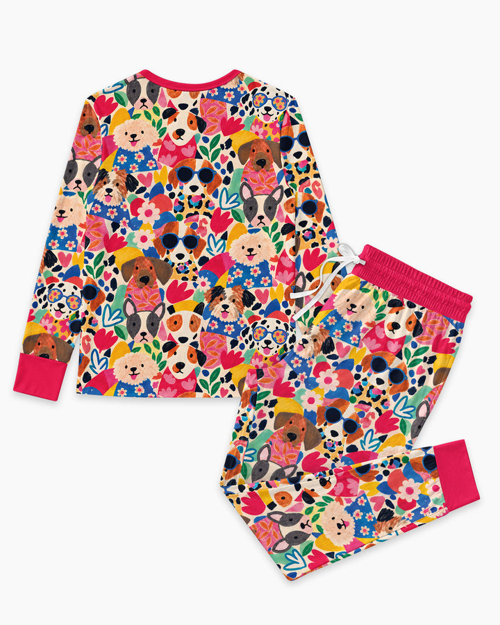 Dog Pattern Thick Bamboo Women Pajama Set