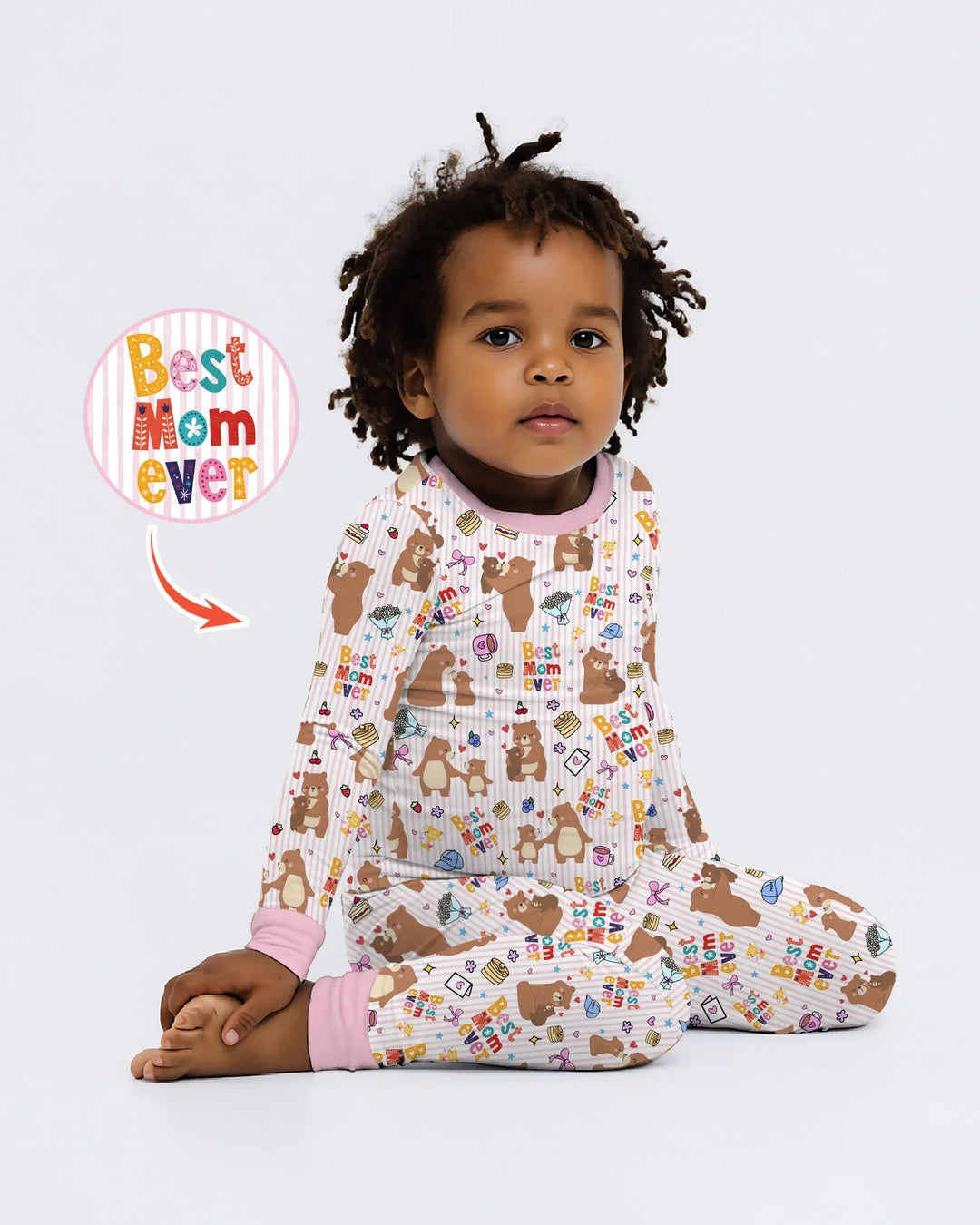 Best Mama Bear Ever Family Matching Bamboo Two Piece Long Sleeve Pajama Set