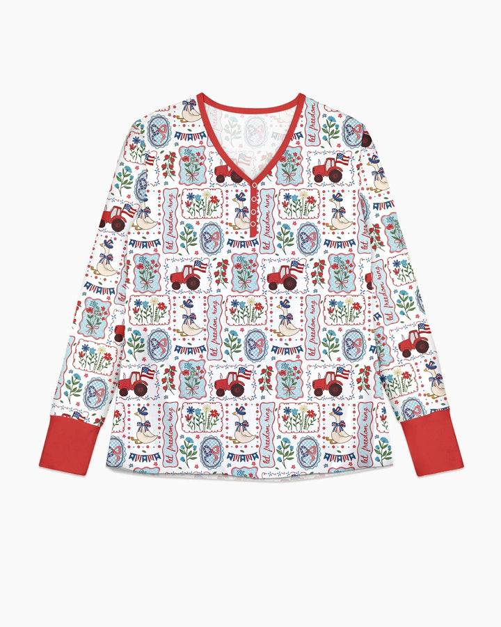 Pijama de mujer de bambú a juego para la familia de gansos tontos patrióticos de EE. UU.