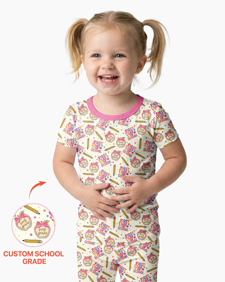 Conjunto de pijama de dos piezas de bambú de manga corta, plantilla personalizada