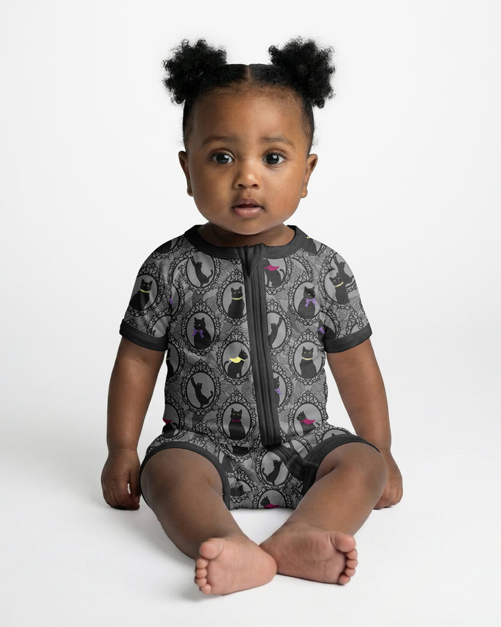 Midnight Cat Parade Bamboo Shorty Zippy