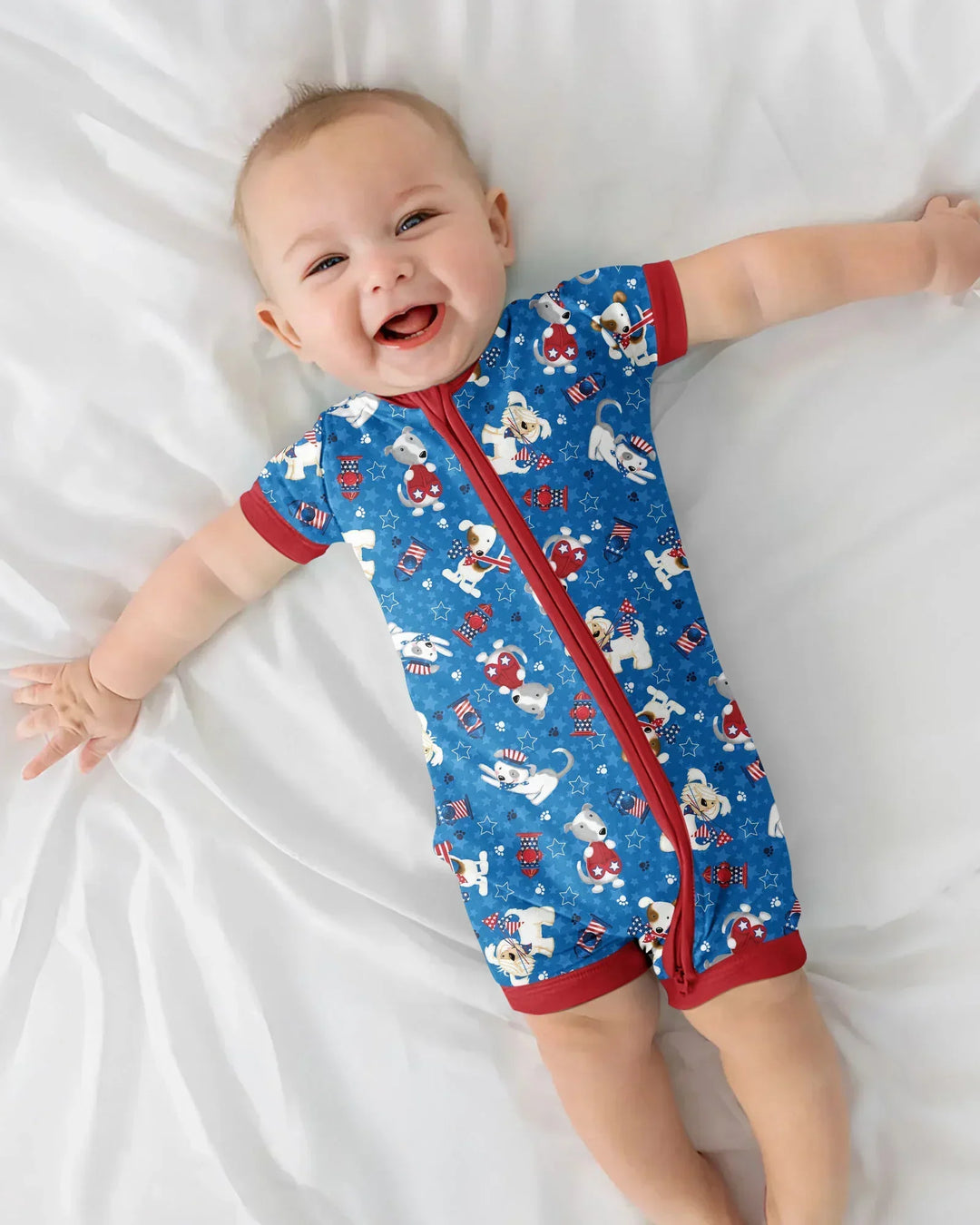 Red, White & Woof Family Matching Bamboo Shorty Zippy