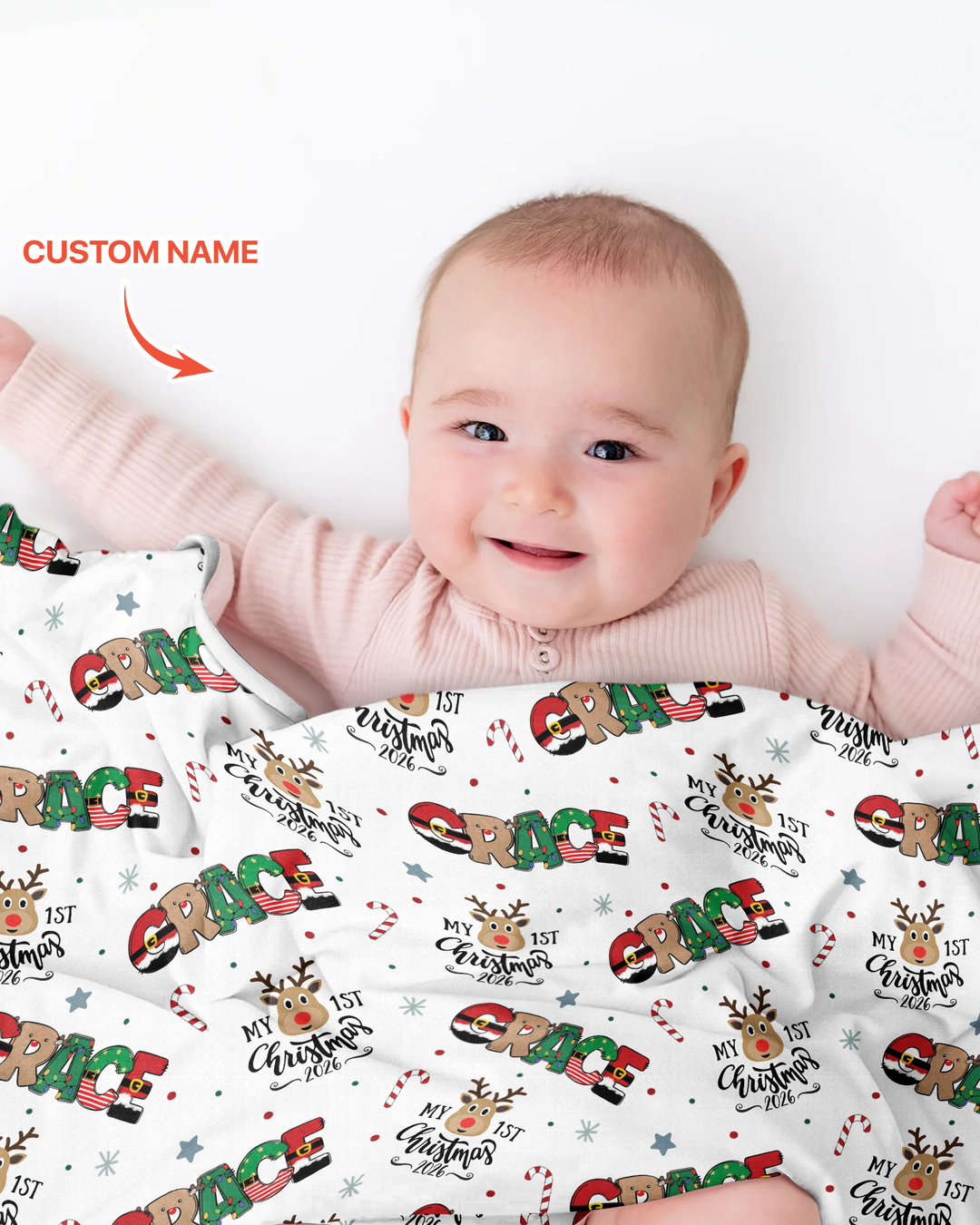 Personalisierter Name „Mein erstes Weihnachten 2025“ – Bambusdecke (G)