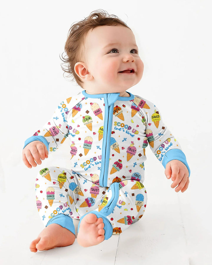 Minimístico familiar a juego Pijama convertible de bambú con cremallera