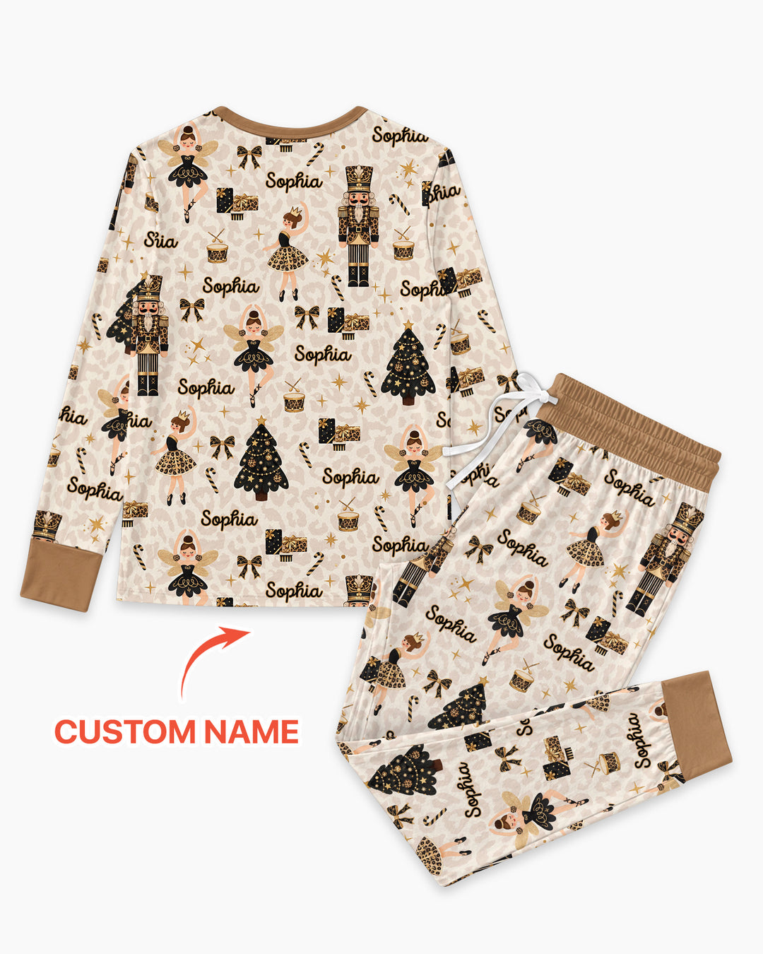 Custom Name Leopard Nutcracker Era Bamboo Women Pajama Set