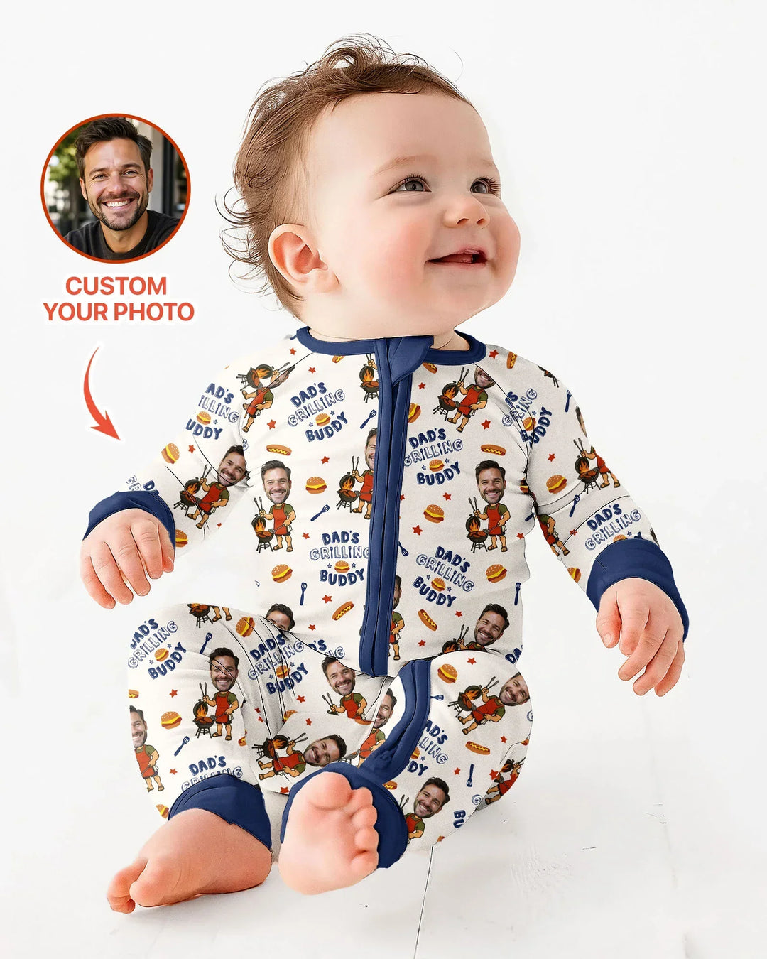 Custom Photo Dad's Grilling Buddy Family Matching Bamboo Convertible Zippy