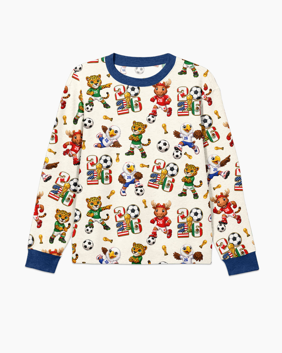 Cute Soccer Mascots USA CAN MEX Bamboo Men's Pajama Set