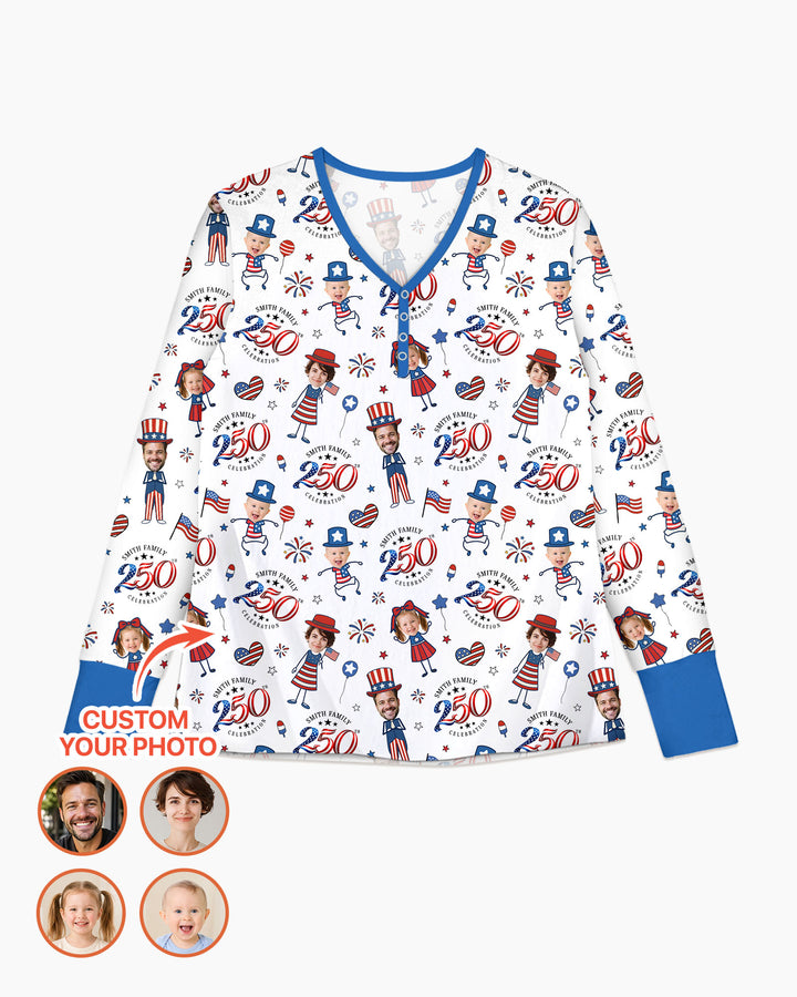 Custom Photo Smith Family Celebration Bamboo Women Pajama Set
