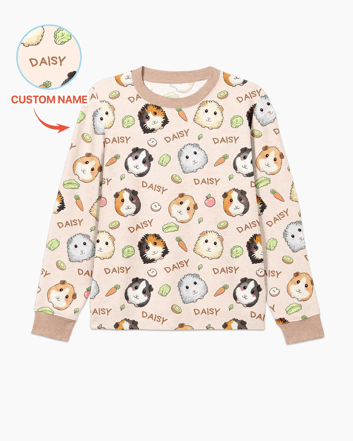 Custom Name Cute Guinea Pigs Bamboo Men's Pajama Set