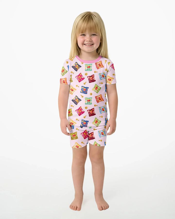 Potato Chips Bamboo Two Piece Short Sleeve Shorts Pajama Set