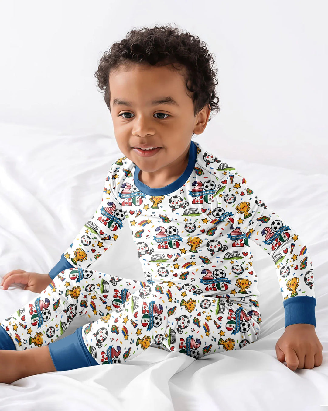 Soccer Fever 2026 Family Matching Bamboo Two Piece Long Sleeve Pajama Set