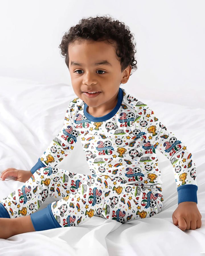 Soccer Fever 2026 Family Matching Bamboo Two Piece Long Sleeve Pajama Set