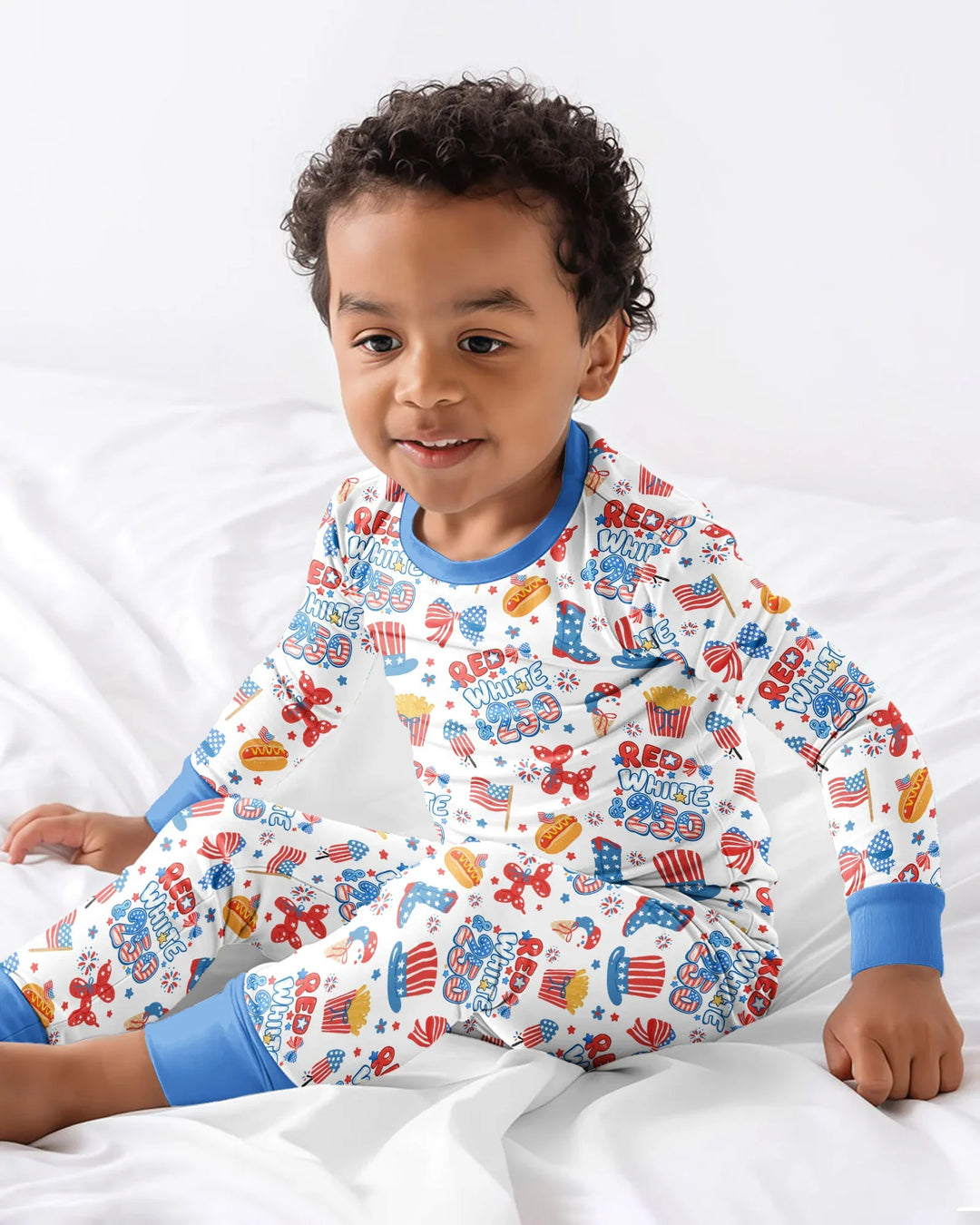Red White & 250 Bamboo Two Piece Long Sleeve Pajama Set