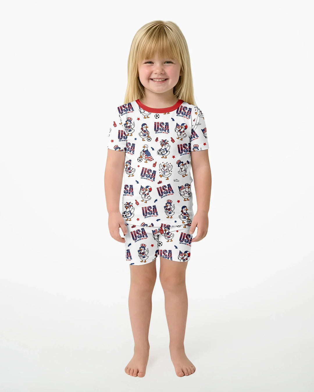 One Nation One Team Bamboo Two Piece Short Sleeve Shorts Pajama Set