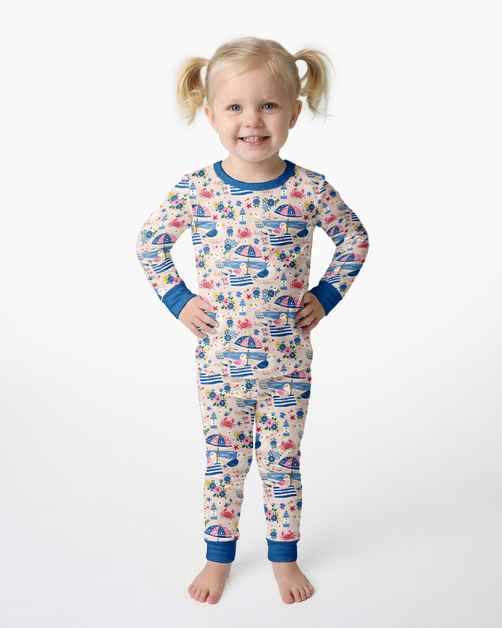 A Day At The Shore Bamboo Two Piece Long Sleeve Pajama Set
