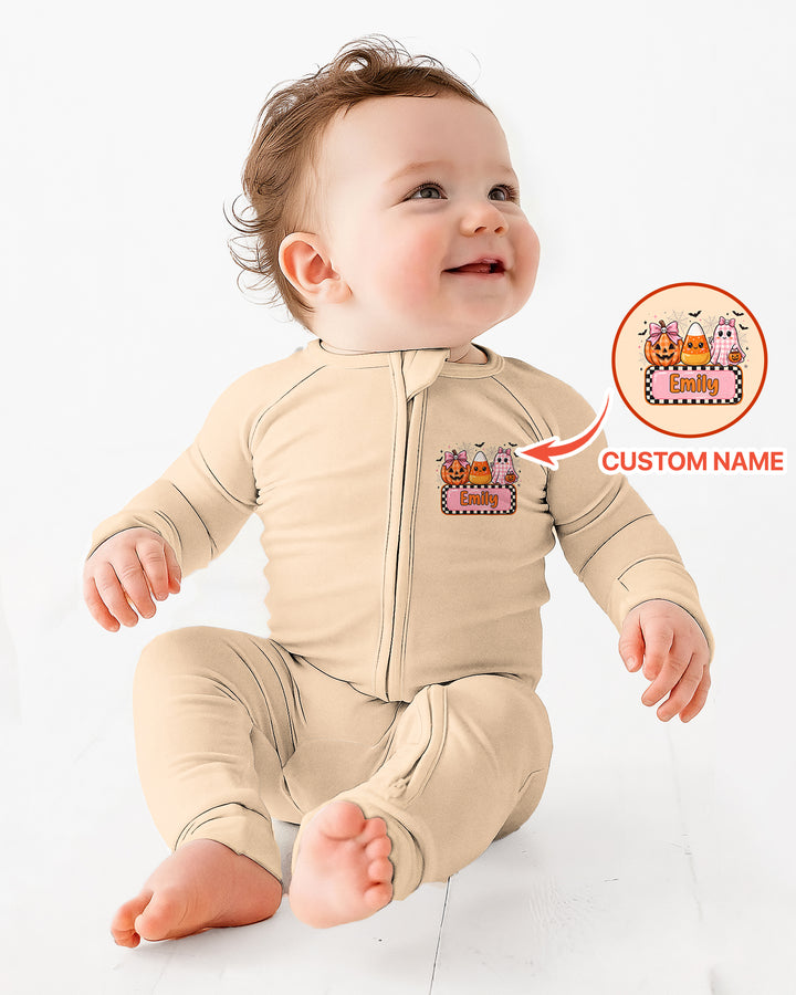 Personalized Spooky Baby Pink Halloween Bamboo Convertible Zippy