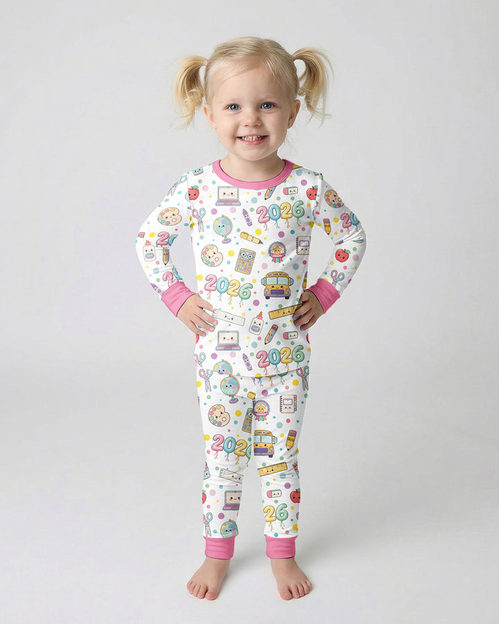 Zweiteiliges Langarm-Pyjama-Set mit Sommerfrüchten