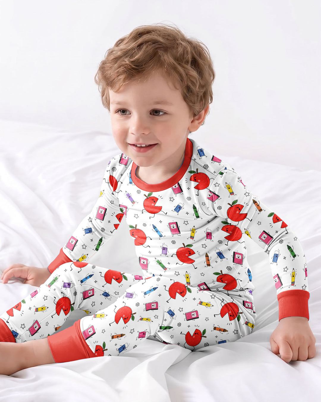 Zweiteiliges Langarm-Pyjama-Set mit Sommerfrüchten
