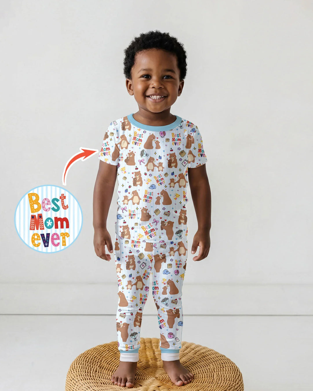 Best Mama Bear Ever Family Matching Bamboo Two Piece Short Sleeve Pajama Set