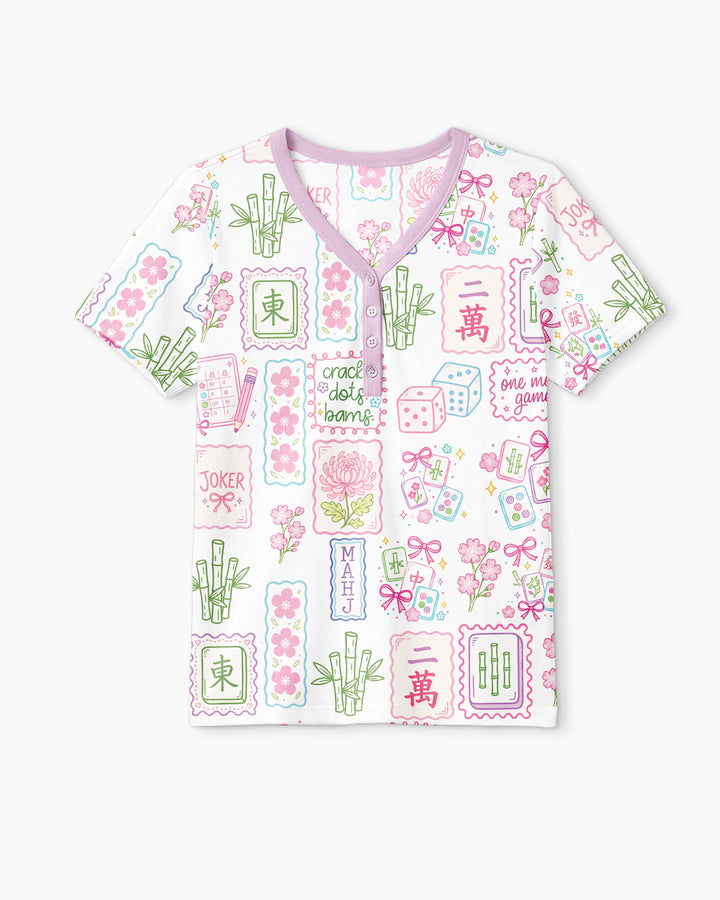 Cracks, Dots & Bams Mommy & Me Matching Bamboo Women Short Sleeve Short Pajama Set