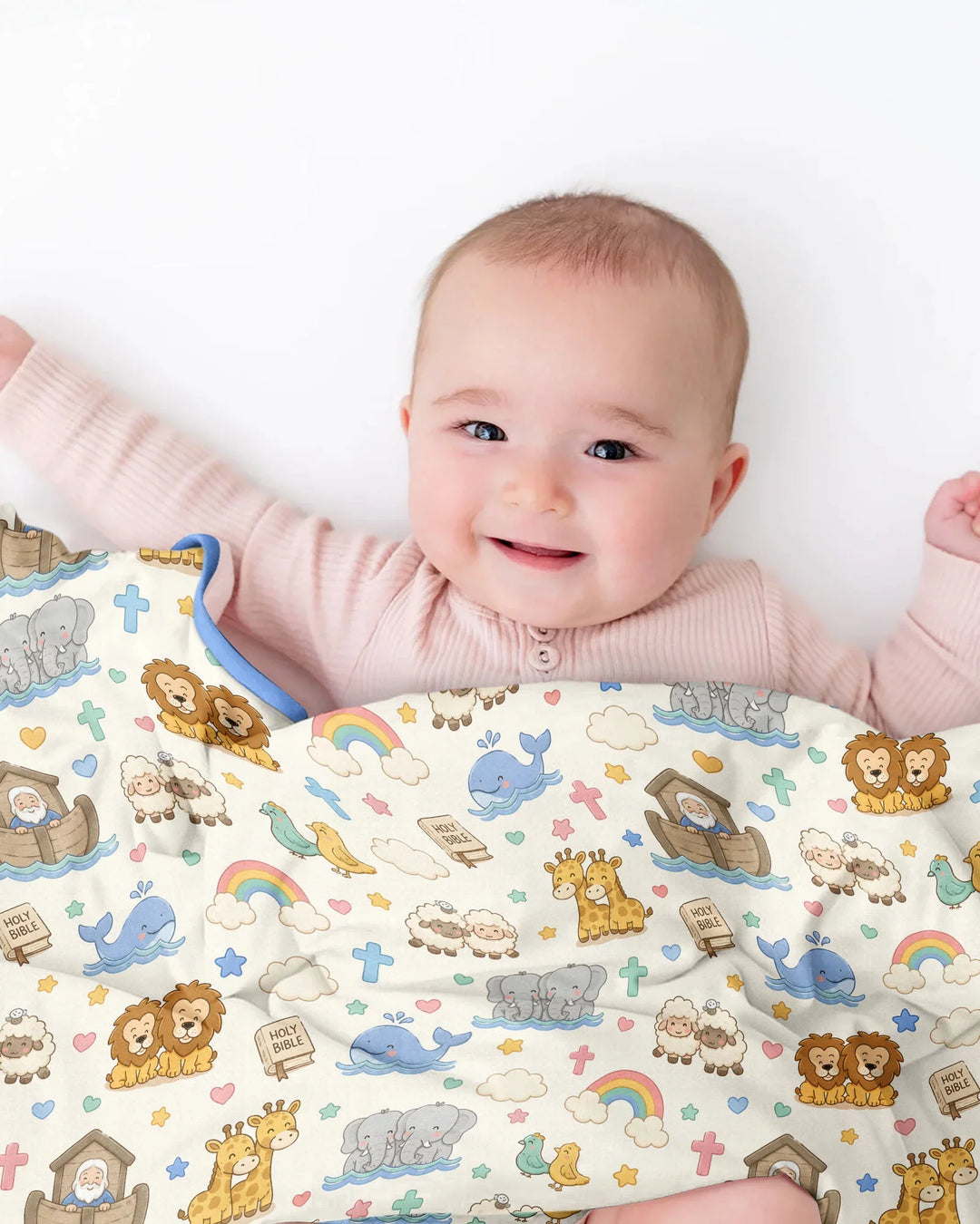 Noah's Ark Jesus Loves Me Bamboo Blanket