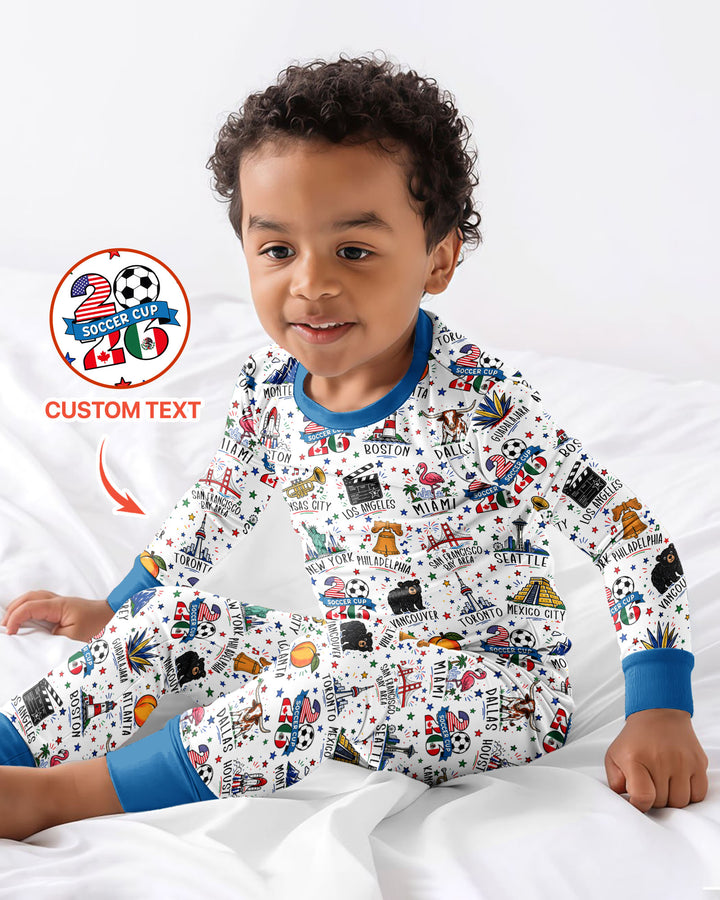 2026 Soccer Cup Host Citties Bamboo Two Piece Long Sleeve Pajama Set