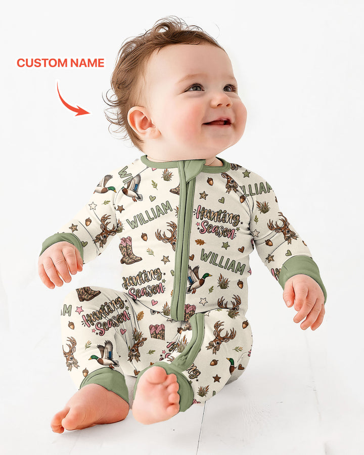 Custom Name Preppy Camo Bow Bamboo Convertible Zippy