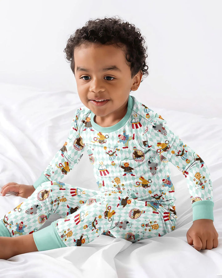 Circus Animal Bamboo Two Piece Long Sleeve Pajama Set