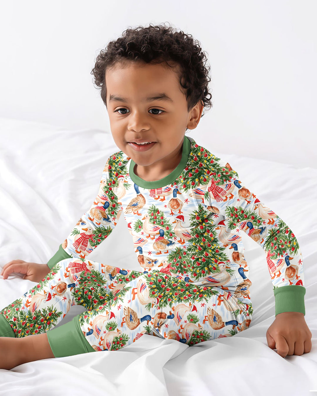 Christmas and Duck Bamboo Two Piece Long Sleeve Pajama Set