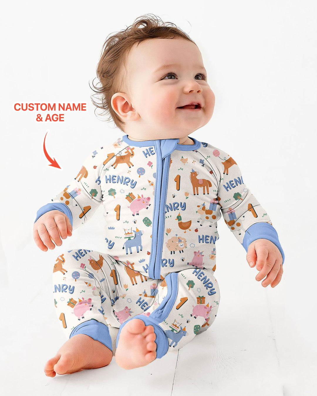 Personalized Farm Animals Birthday Bamboo Convertible Zippy