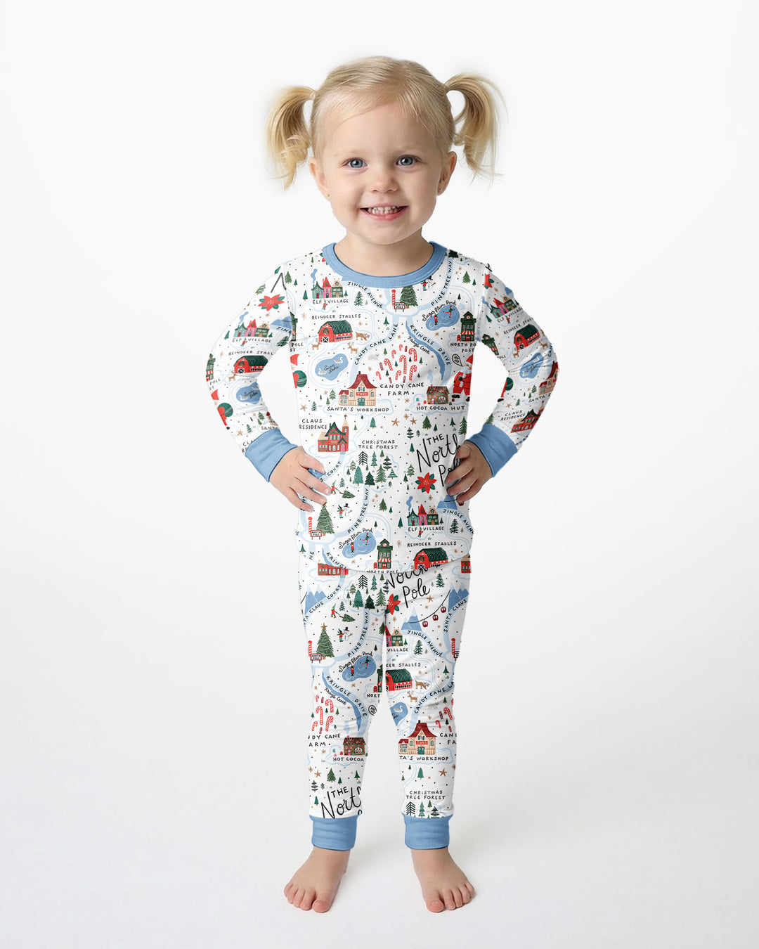 The North Pole Map Bamboo Two Piece Long Sleeve Pajama Set