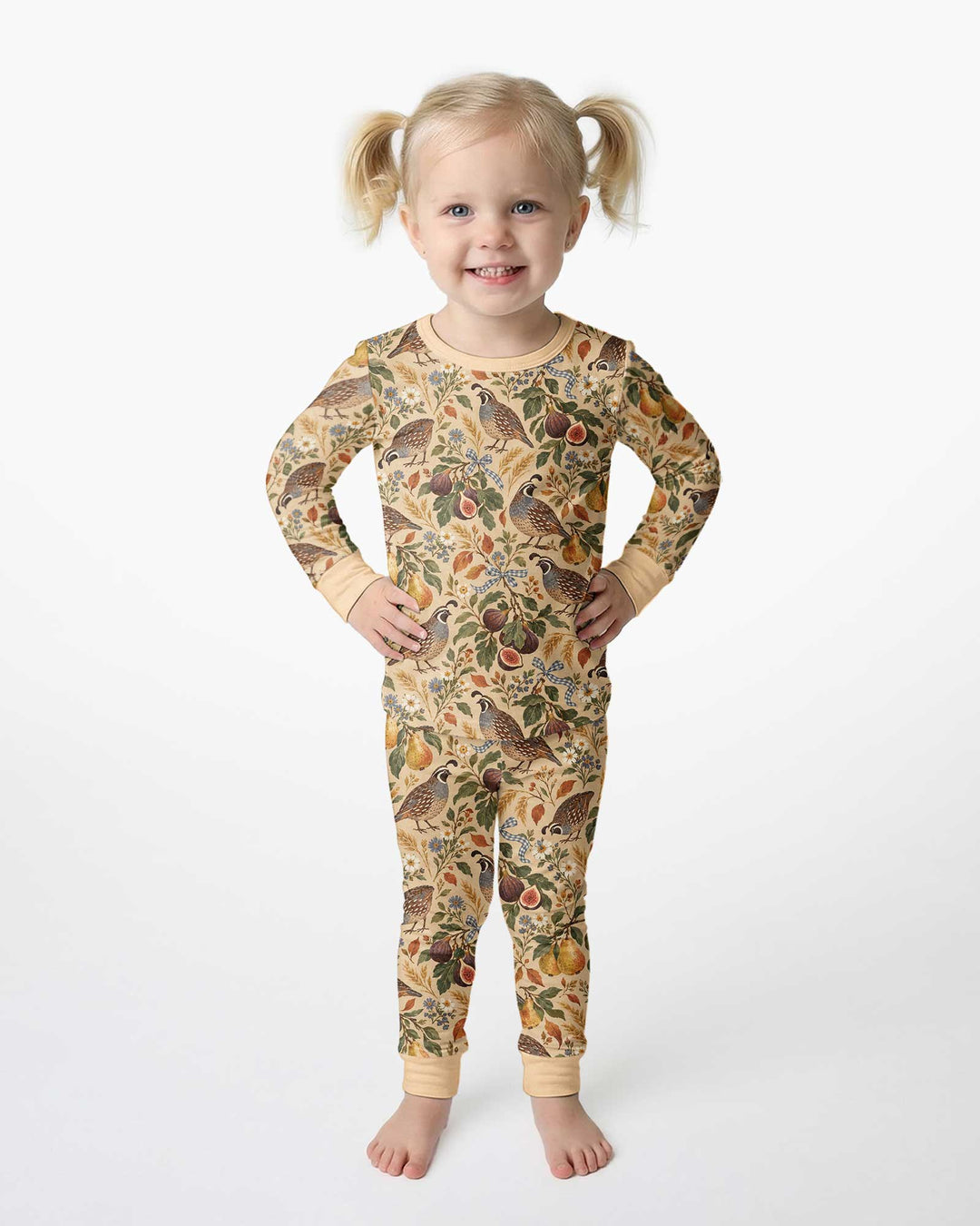 Quail & Pears Bamboo Two Piece Long Sleeve Pajama Set