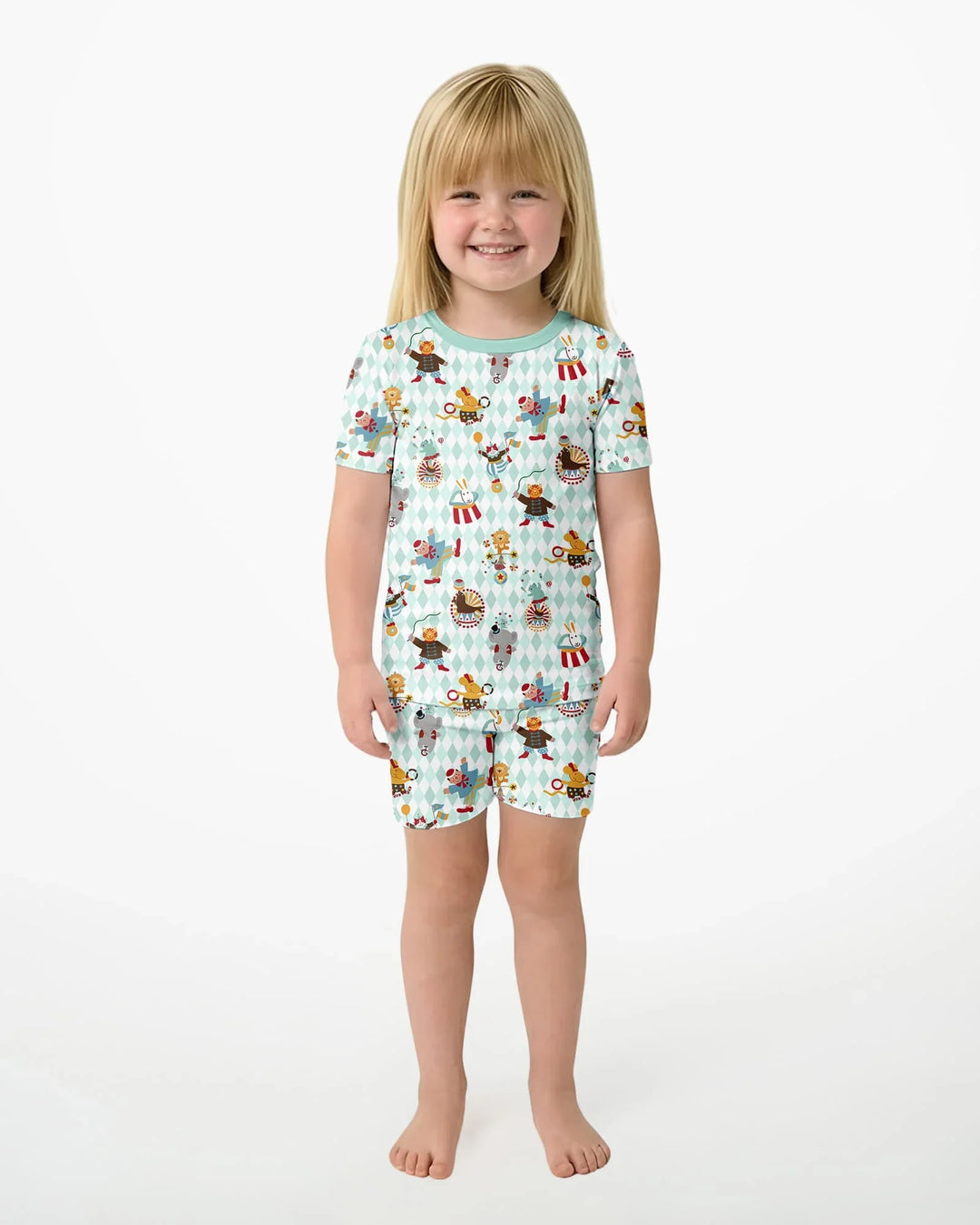 Circus Animal Bamboo Two Piece Short Sleeve Shorts Pajama Set