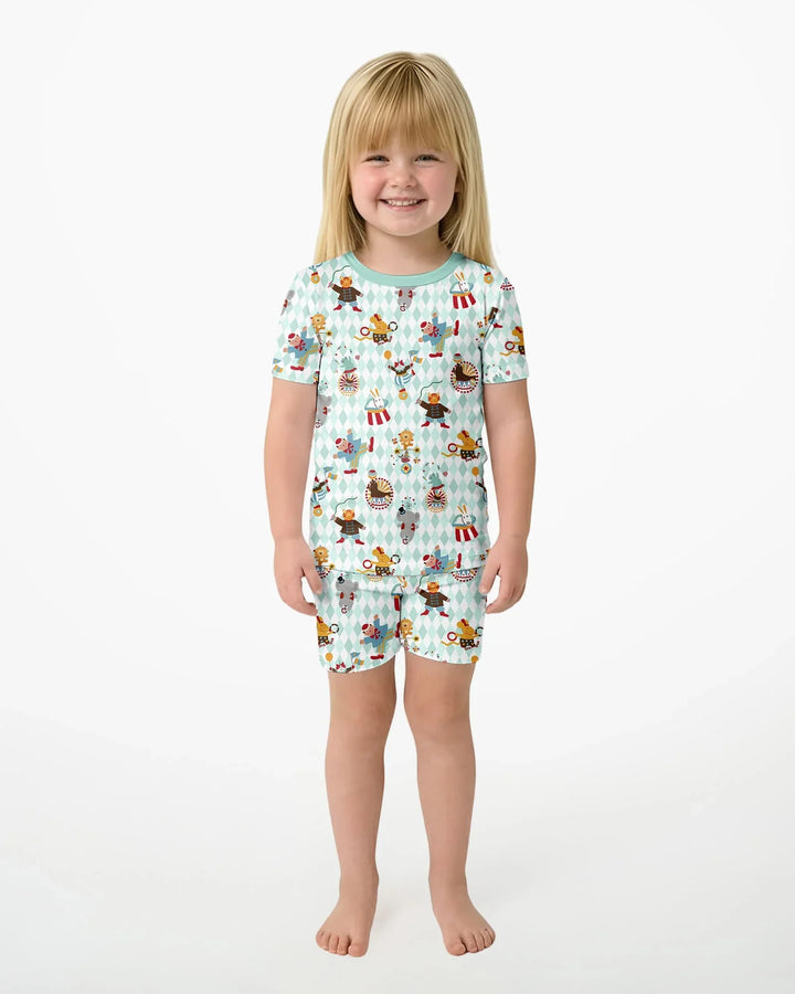 Circus Animal Bamboo Two Piece Short Sleeve Shorts Pajama Set