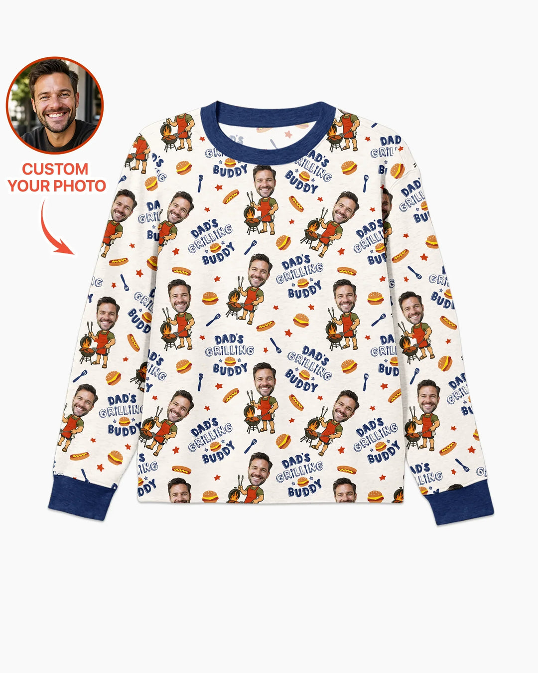 Custom Photo Dad's Grilling Buddy Family Matching Bamboo Men's Pajama Set
