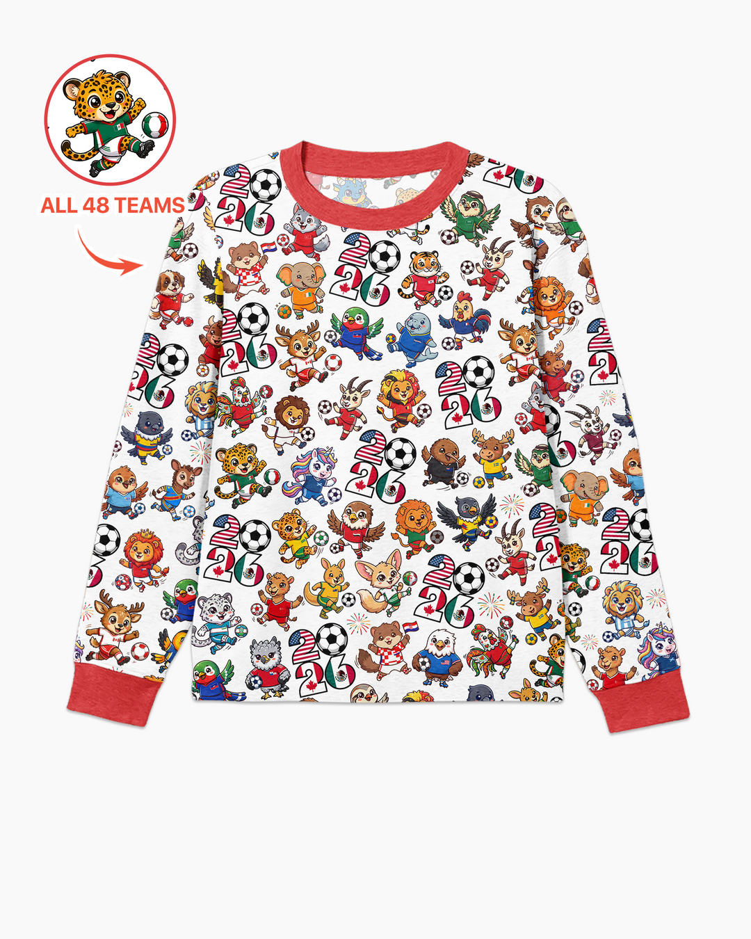 Kawaii Animals Soccer Tour 2026 Family Matching Bamboo Men's Pajama Set