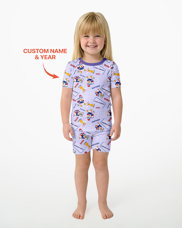 Pijama de bambú de dos piezas de manga corta con pantalón corto, plantilla personalizada