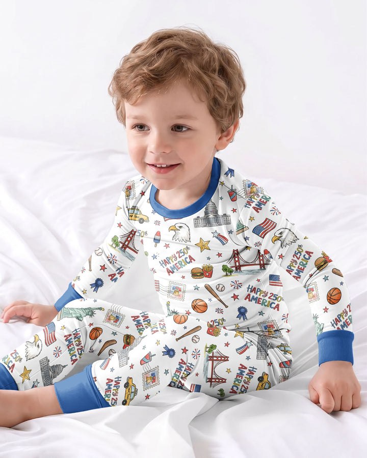 Zweiteiliges Langarm-Pyjama-Set mit Sommerfrüchten
