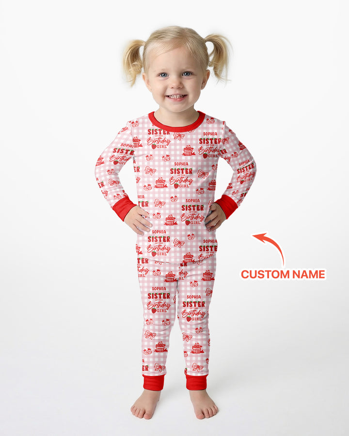 Berry 1st Birthday Sister & Me Matching  Bamboo Two Piece Long Sleeve Pajama Set