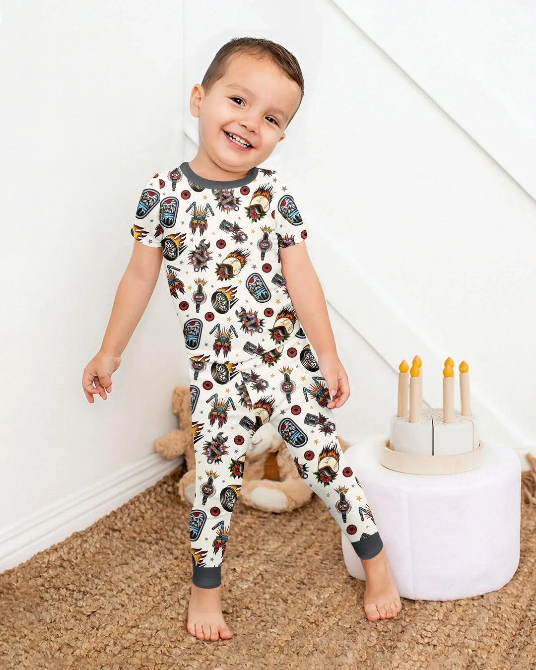 Born to Ride Together Family Matching Bamboo Two Piece Short Sleeve Pajama Set