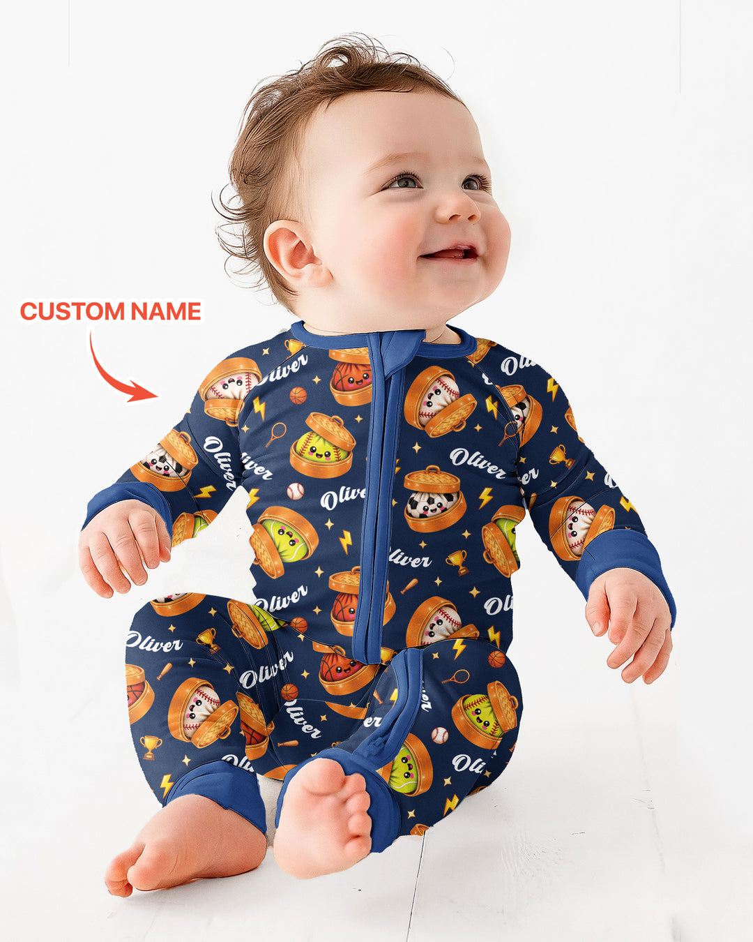 Custom Name Sports Dumpling Bamboo Convertible Zippy