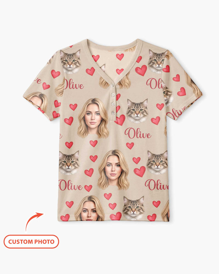 Custom Face Family Matching Bamboo Women Short Sleeve Short Pajama Set