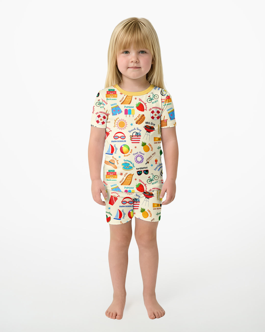 Schlafanzug-Set zweiteilig, kurze Ärmel, kurze Hose, Bambus