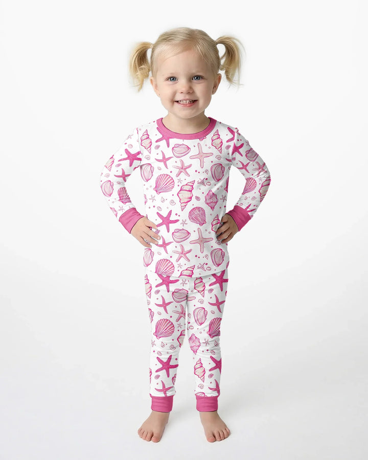 Conjunto de pijama de dos piezas de bambú de manga larga para toda la familia "Coastal Charm"