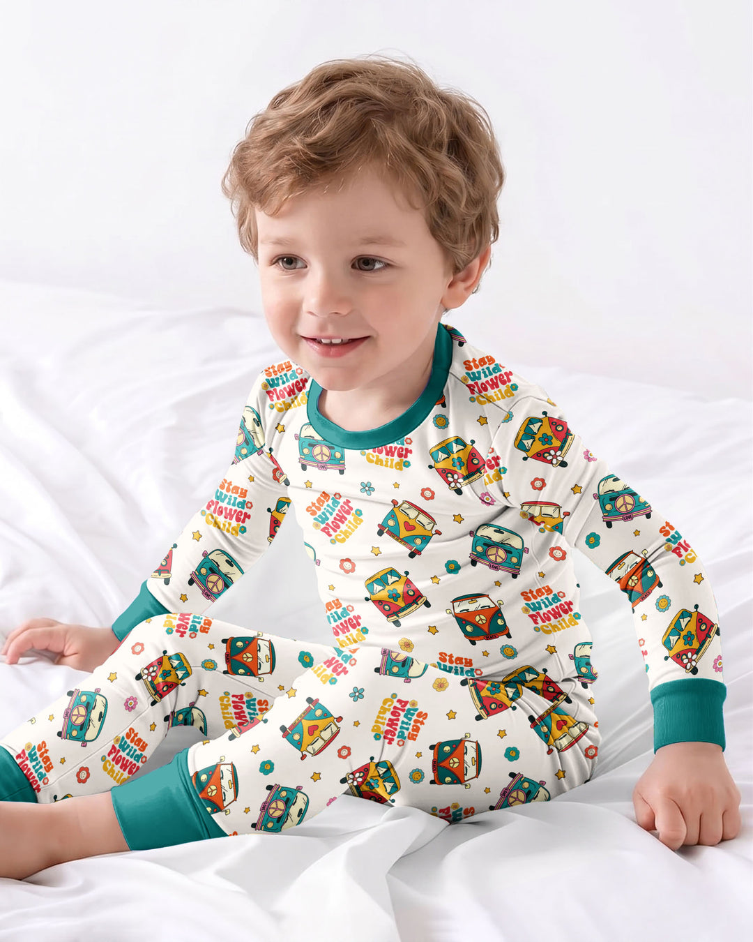 Stay Wild Flower Child Bamboo Two Piece Long Sleeve Pajama Set
