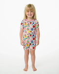 Back To School Fruit Alphabet Bamboo Two Piece Short Sleeve Shorts Pajama Set