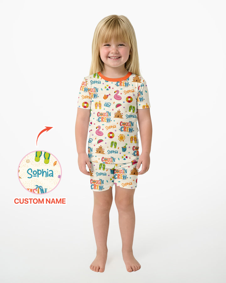 Conjunto de Pijama de Dos Piezas de Bambú con Mangas Cortas y Pantalones Cortos