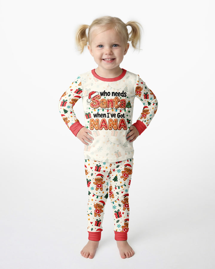 Who Needs Santa When I've Got Grandma Bamboo Two Piece Long Sleeve Pajama Set