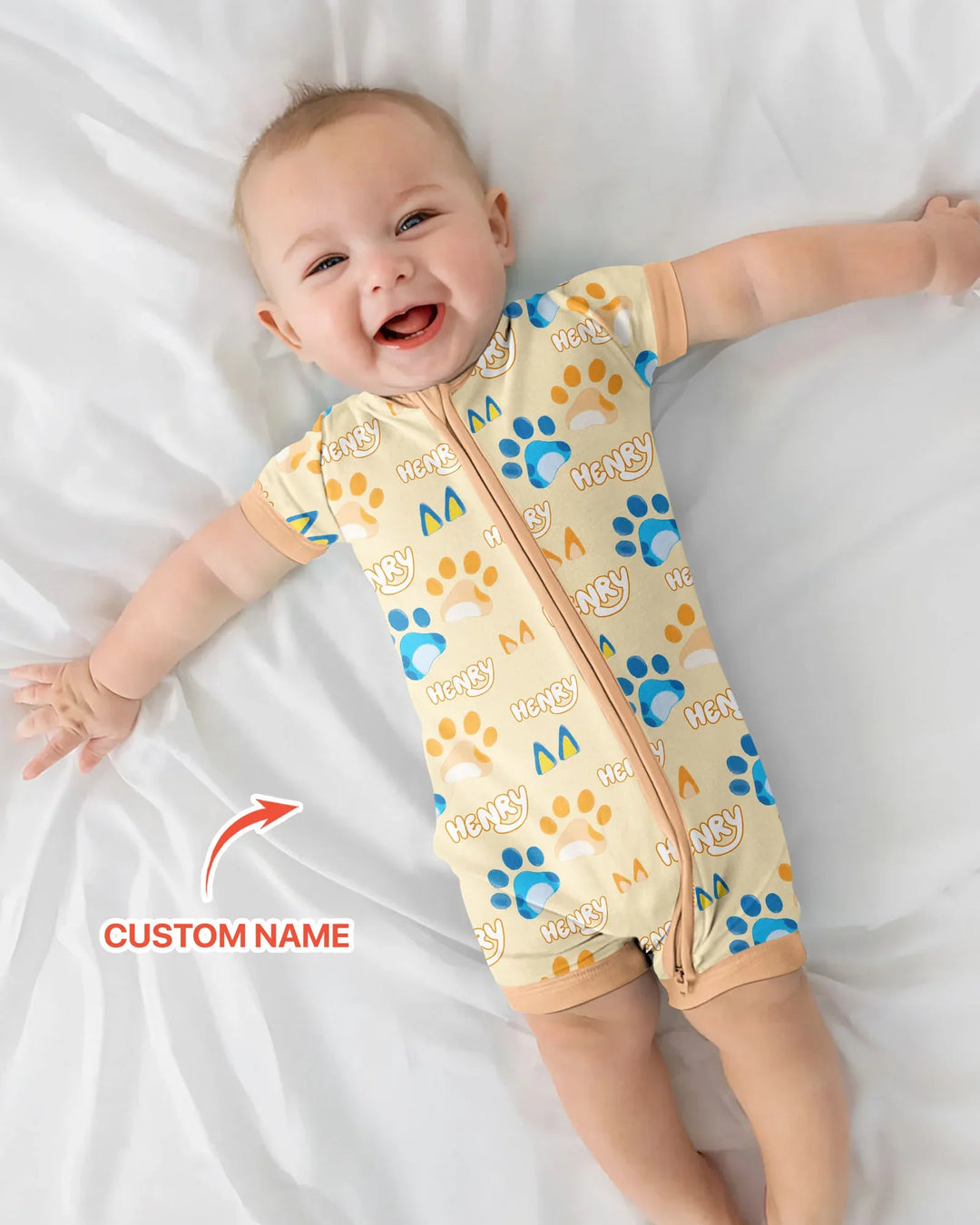 Custom Name Favourite Blue Dog Family Matching Bamboo Shorty Zippy