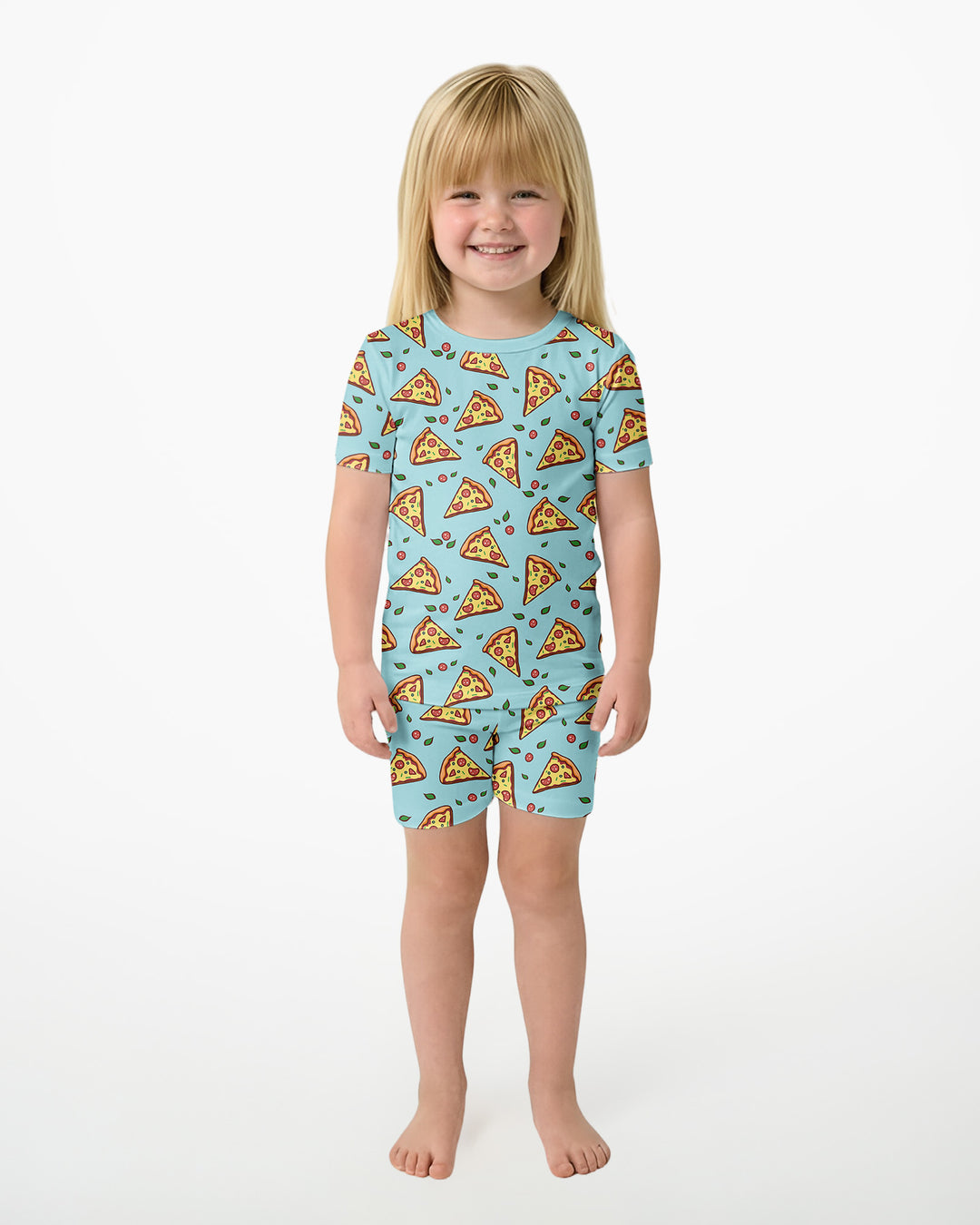 Pizza Doodle Bamboo Two-Piece Short Sleeve Shorts Pajama Set